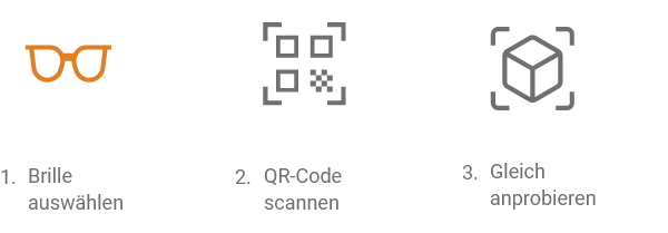 AR-Schritt 1 - Brille auswählen - QR-Code scannen - Anprobe